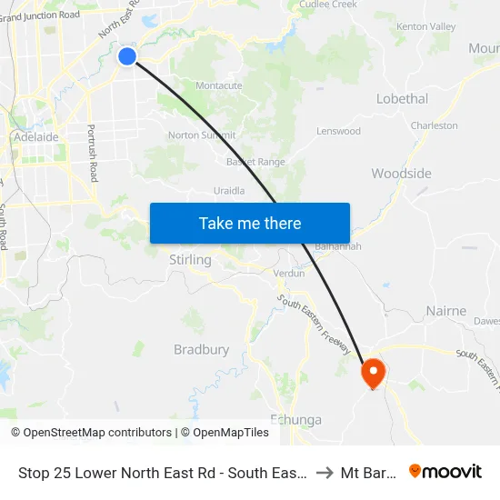 Stop 25 Lower North East Rd - South East side to Mt Barker map