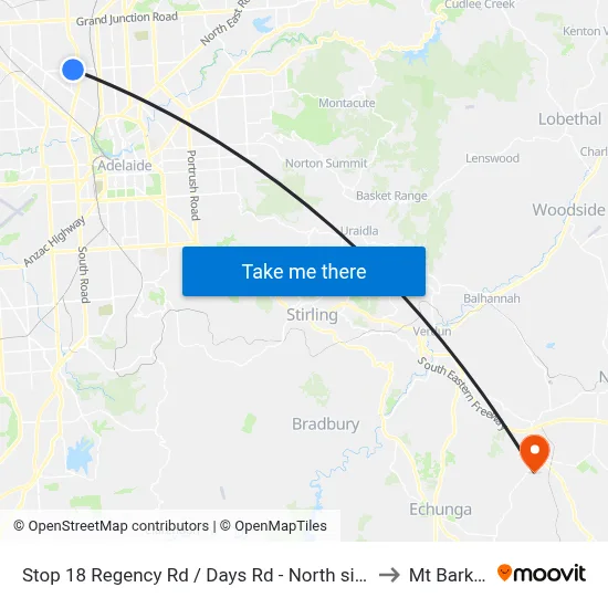 Stop 18 Regency Rd / Days Rd - North side to Mt Barker map