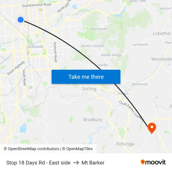 Stop 18 Days Rd - East side to Mt Barker map