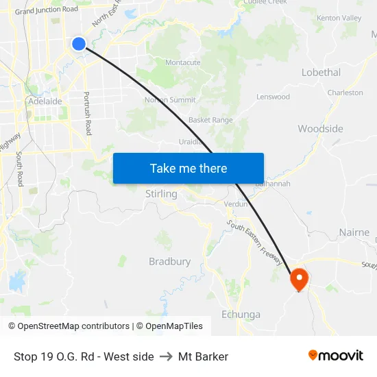 Stop 19 O.G. Rd - West side to Mt Barker map