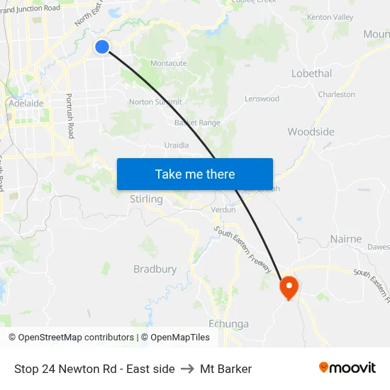 Stop 24 Newton Rd - East side to Mt Barker map