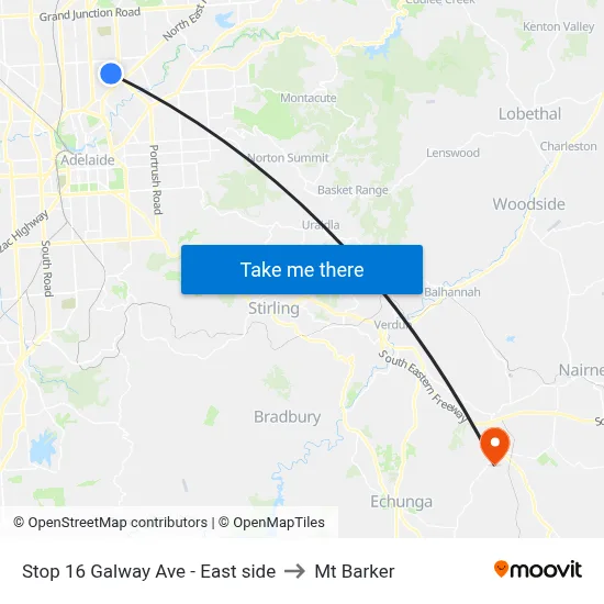 Stop 16 Galway Ave - East side to Mt Barker map