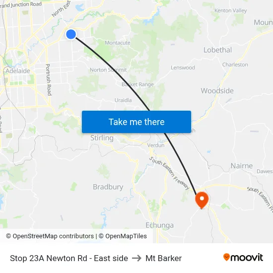 Stop 23A Newton Rd - East side to Mt Barker map