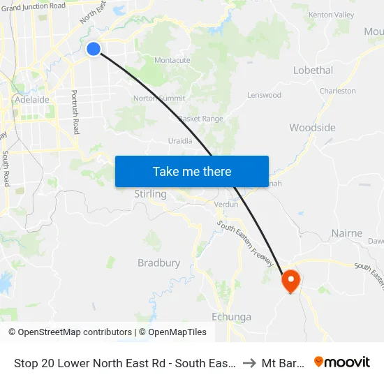 Stop 20 Lower North East Rd - South East side to Mt Barker map
