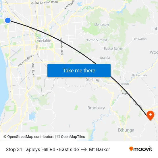 Stop 31 Tapleys Hill Rd - East side to Mt Barker map