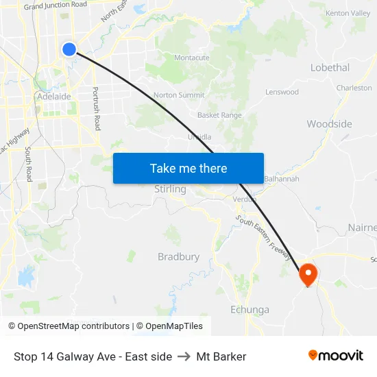 Stop 14 Galway Ave - East side to Mt Barker map