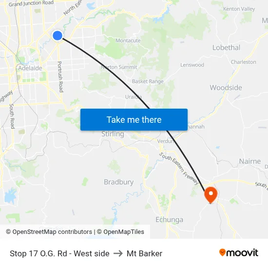 Stop 17 O.G. Rd - West side to Mt Barker map