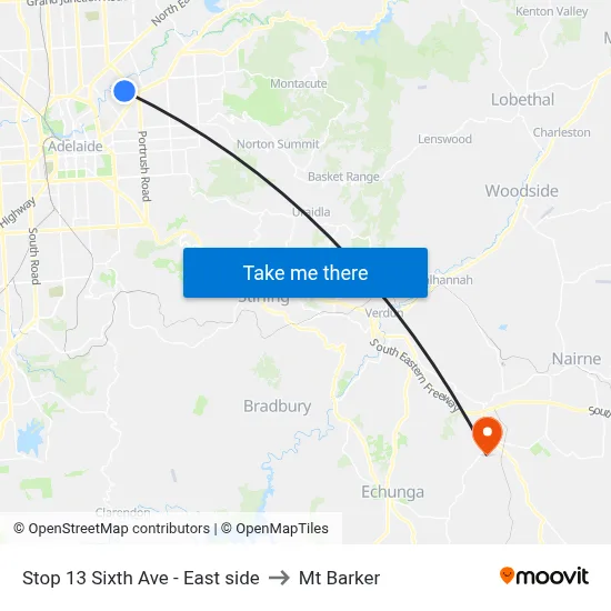 Stop 13 Sixth Ave - East side to Mt Barker map