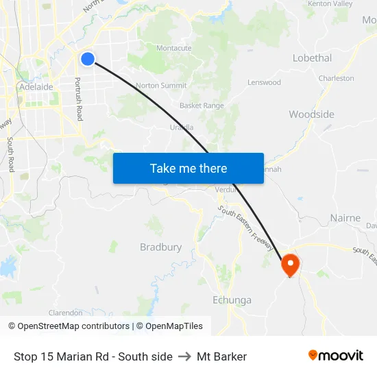 Stop 15 Marian Rd - South side to Mt Barker map
