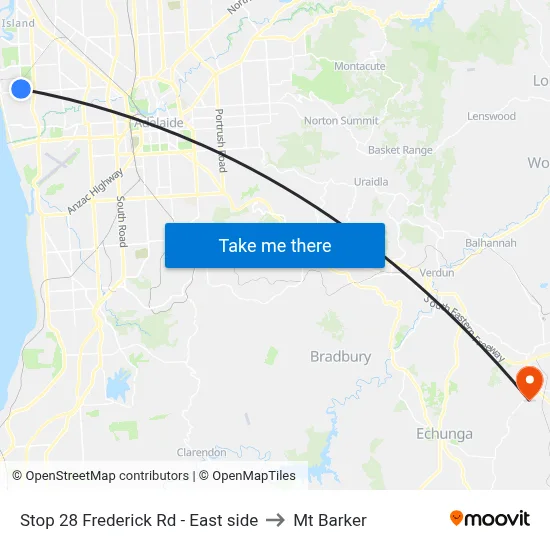 Stop 28 Frederick Rd - East side to Mt Barker map