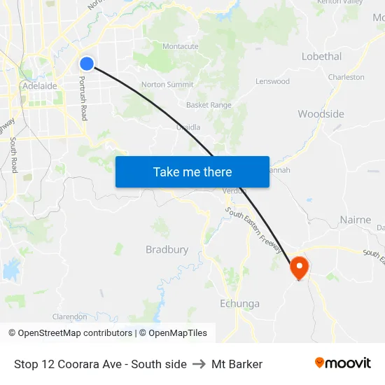 Stop 12 Coorara Ave - South side to Mt Barker map