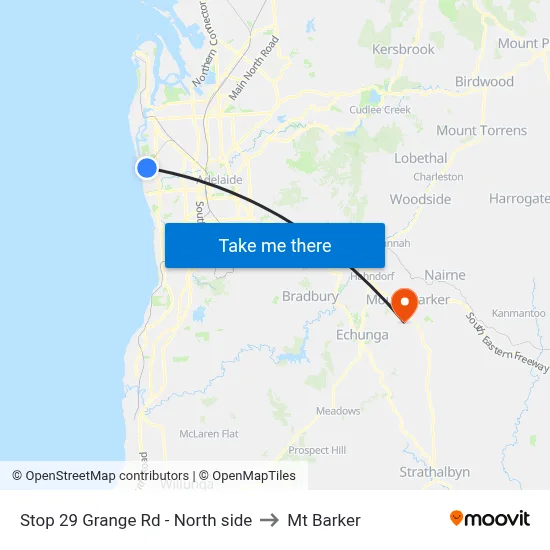 Stop 29 Grange Rd - North side to Mt Barker map