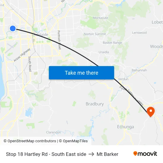 Stop 18 Hartley Rd - South East side to Mt Barker map
