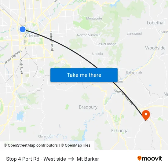 Stop 4 Port Rd - West side to Mt Barker map