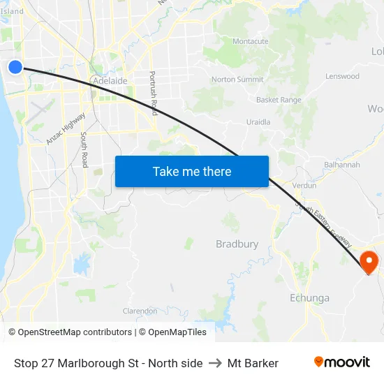 Stop 27 Marlborough St - North side to Mt Barker map