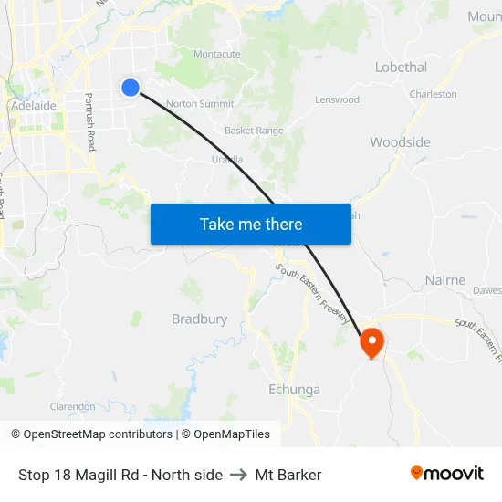 Stop 18 Magill Rd - North side to Mt Barker map