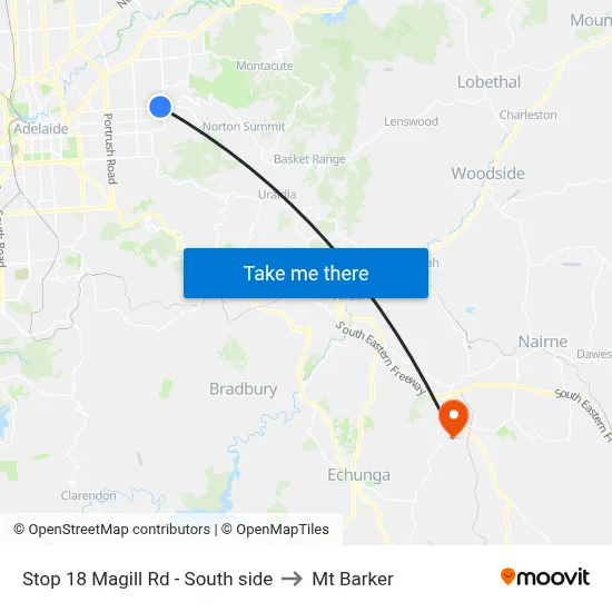 Stop 18 Magill Rd - South side to Mt Barker map
