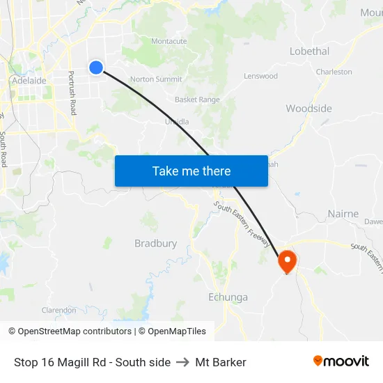 Stop 16 Magill Rd - South side to Mt Barker map