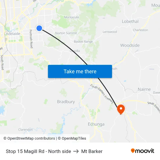 Stop 15 Magill Rd - North side to Mt Barker map