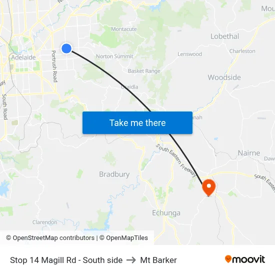 Stop 14 Magill Rd - South side to Mt Barker map