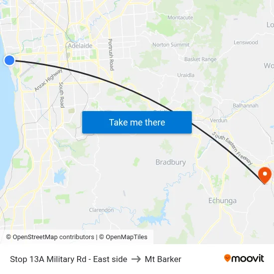 Stop 13A Military Rd - East side to Mt Barker map