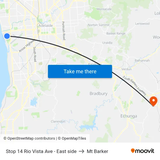 Stop 14 Rio Vista Ave - East side to Mt Barker map