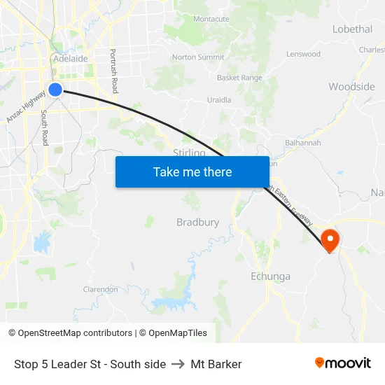Stop 5 Leader St - South side to Mt Barker map