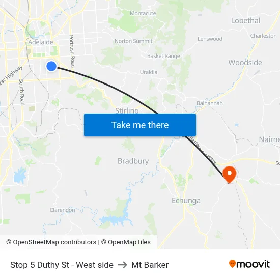 Stop 5 Duthy St - West side to Mt Barker map