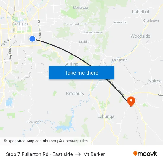 Stop 7 Fullarton Rd - East side to Mt Barker map