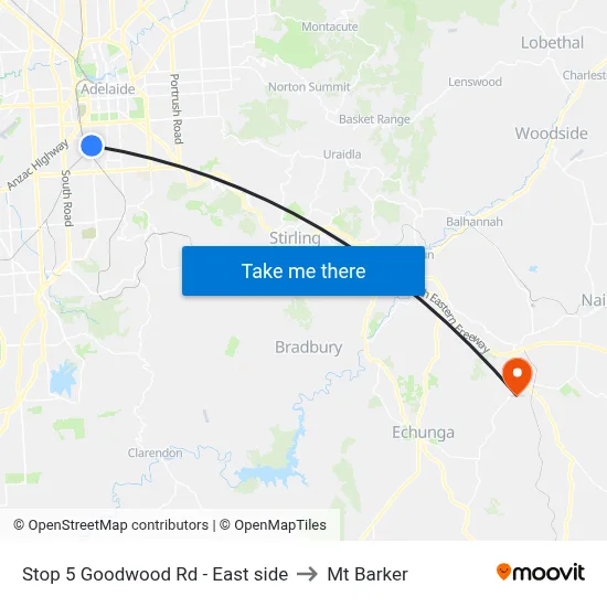 Stop 5 Goodwood Rd - East side to Mt Barker map