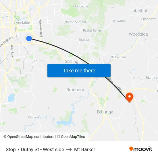 Stop 7 Duthy St - West side to Mt Barker map
