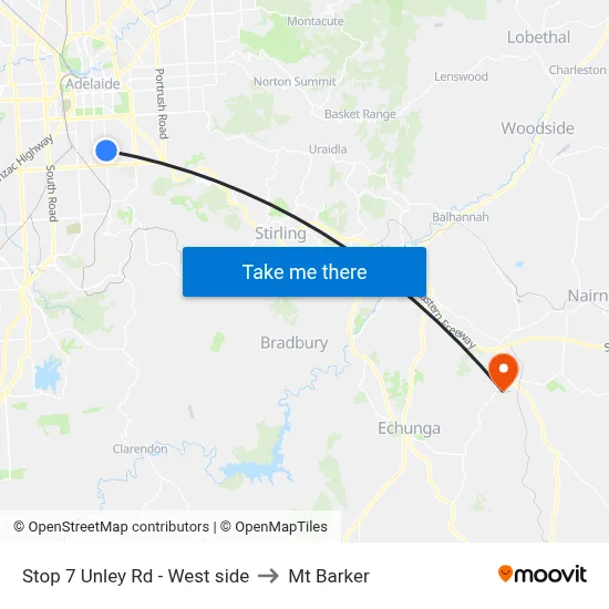 Stop 7 Unley Rd - West side to Mt Barker map