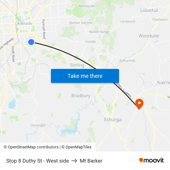 Stop 8 Duthy St - West side to Mt Barker map