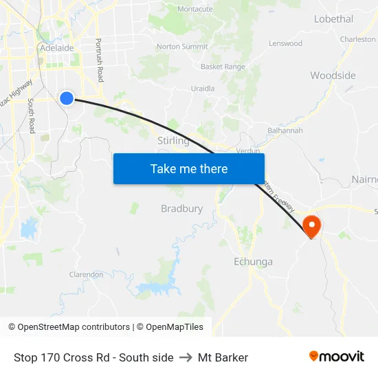 Stop 170 Cross Rd - South side to Mt Barker map