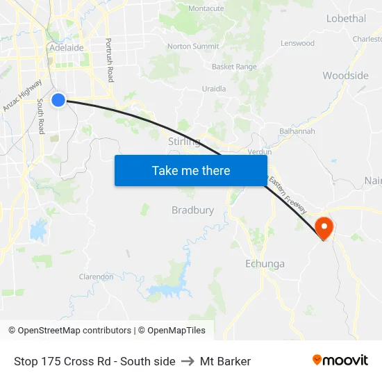 Stop 175 Cross Rd - South side to Mt Barker map