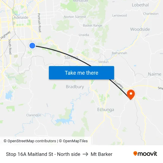Stop 16A Maitland St - North side to Mt Barker map