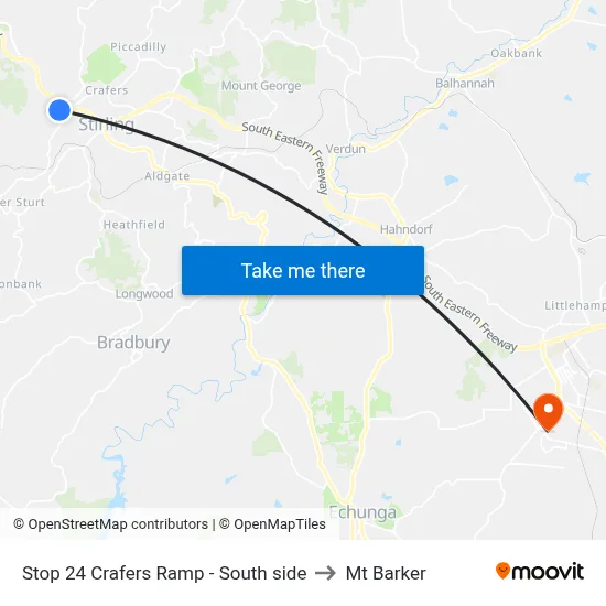 Stop 24 Crafers Ramp - South side to Mt Barker map