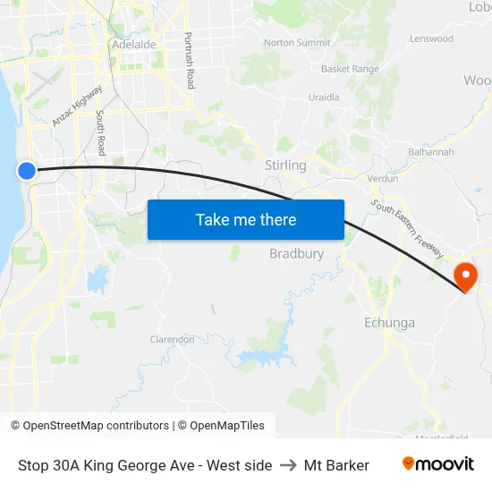 Stop 30A King George Ave - West side to Mt Barker map