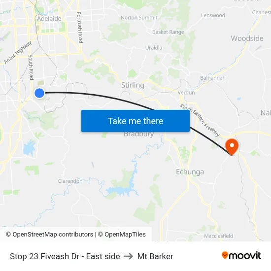 Stop 23 Fiveash Dr - East side to Mt Barker map