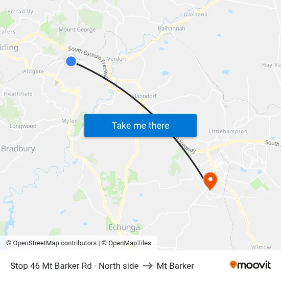 Stop 46 Mt Barker Rd - North side to Mt Barker map