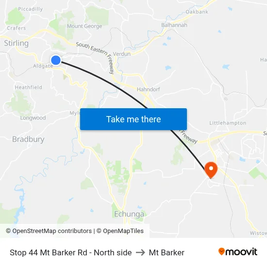 Stop 44 Mt Barker Rd - North side to Mt Barker map