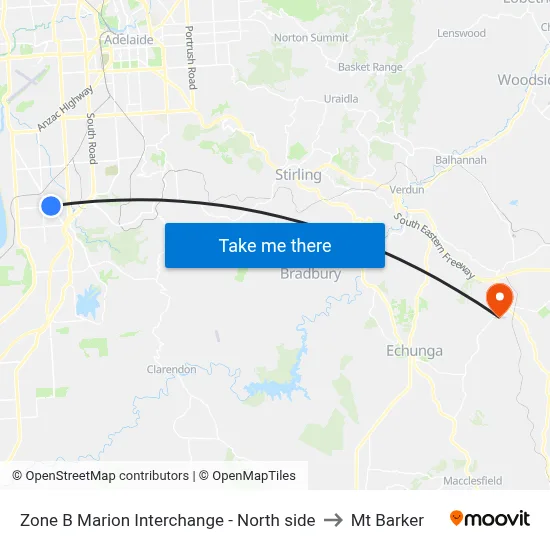 Zone B Marion Interchange - North side to Mt Barker map