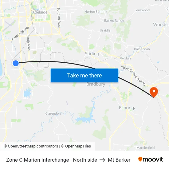 Zone C Marion Interchange - North side to Mt Barker map