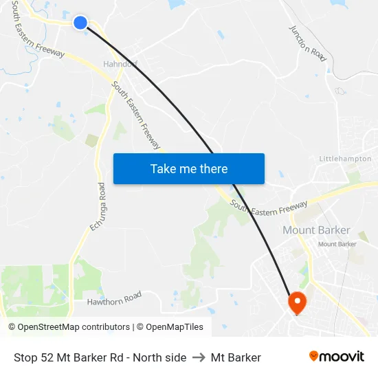 Stop 52 Mt Barker Rd - North side to Mt Barker map