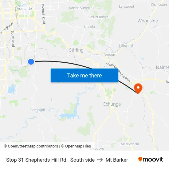 Stop 31 Shepherds Hill Rd - South side to Mt Barker map