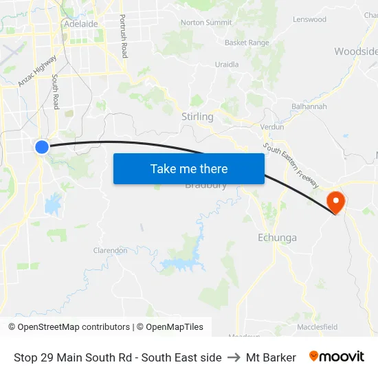 Stop 29 Main South Rd - South East side to Mt Barker map