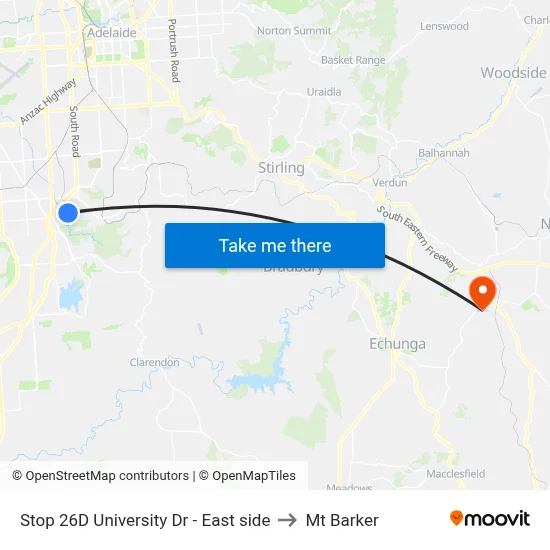 Stop 26D University Dr - East side to Mt Barker map