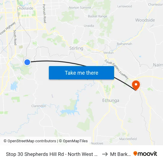 Stop 30 Shepherds Hill Rd - North West side to Mt Barker map