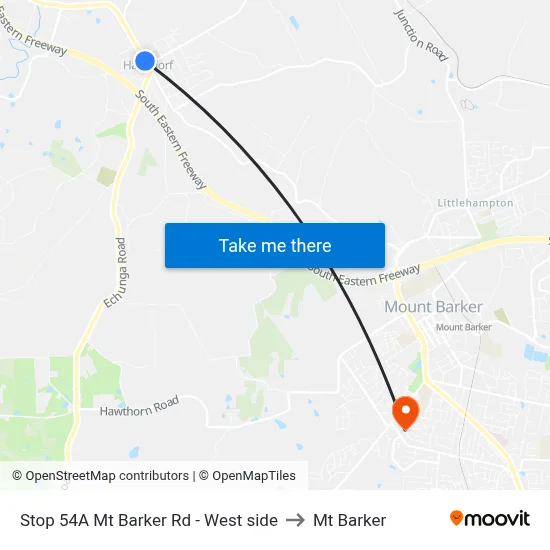 Stop 54A Mt Barker Rd - West side to Mt Barker map