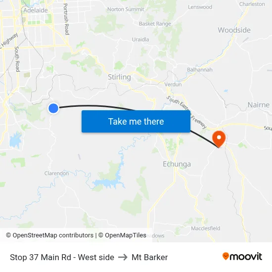 Stop 37 Main Rd - West side to Mt Barker map